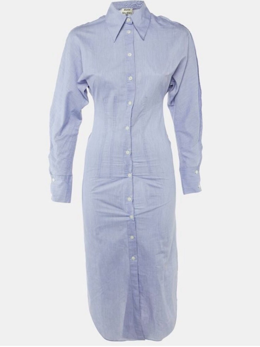 Acne Light Blue Long-Sleeve Button-Down Shirt Dress